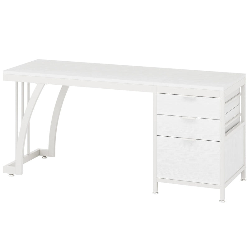 59-inch Wood/Metal Computer Desk with 3 Reversible Drawers