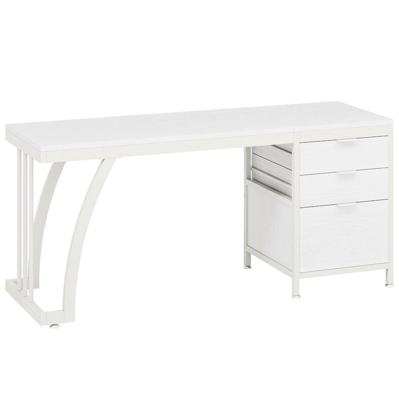 59-inch Wood/Metal Computer Desk with 3 Reversible Drawers