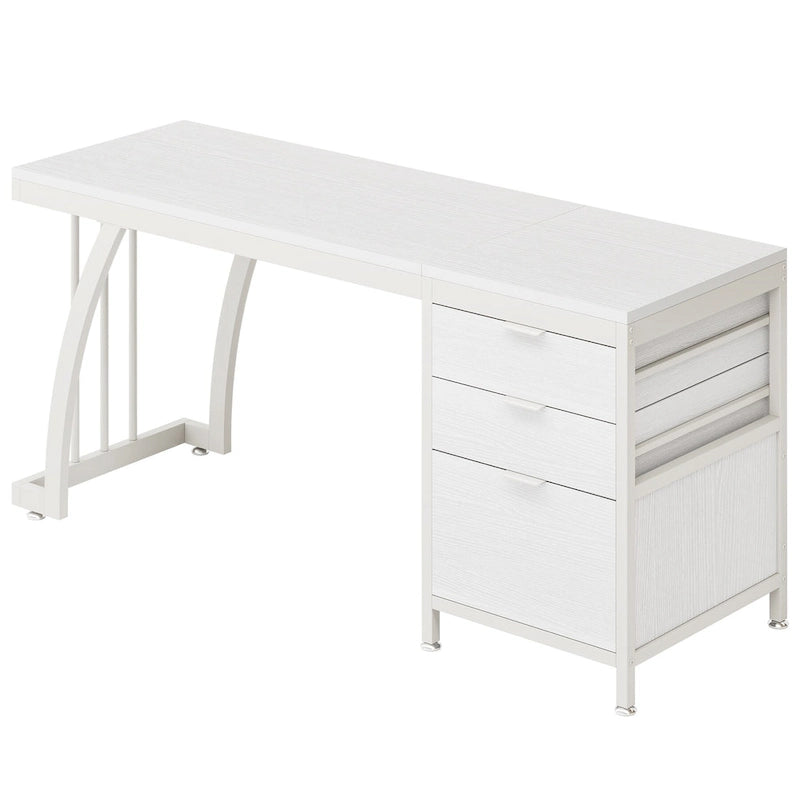 59-inch Wood/Metal Computer Desk with 3 Reversible Drawers