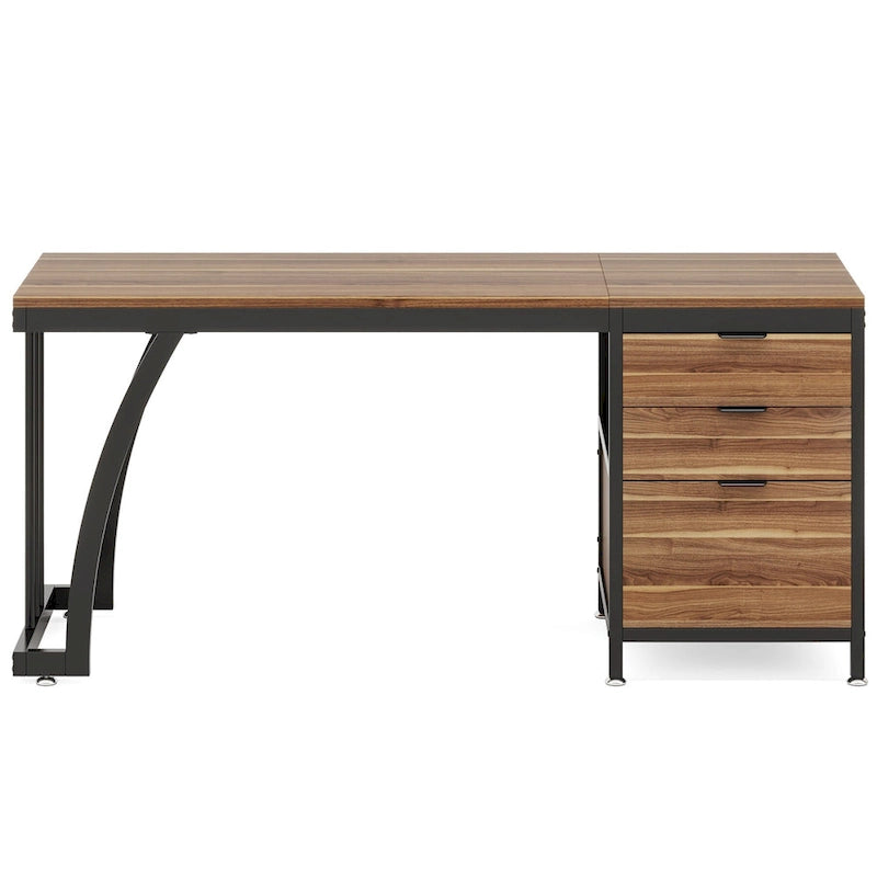 59-inch Wood/Metal Computer Desk with 3 Reversible Drawers