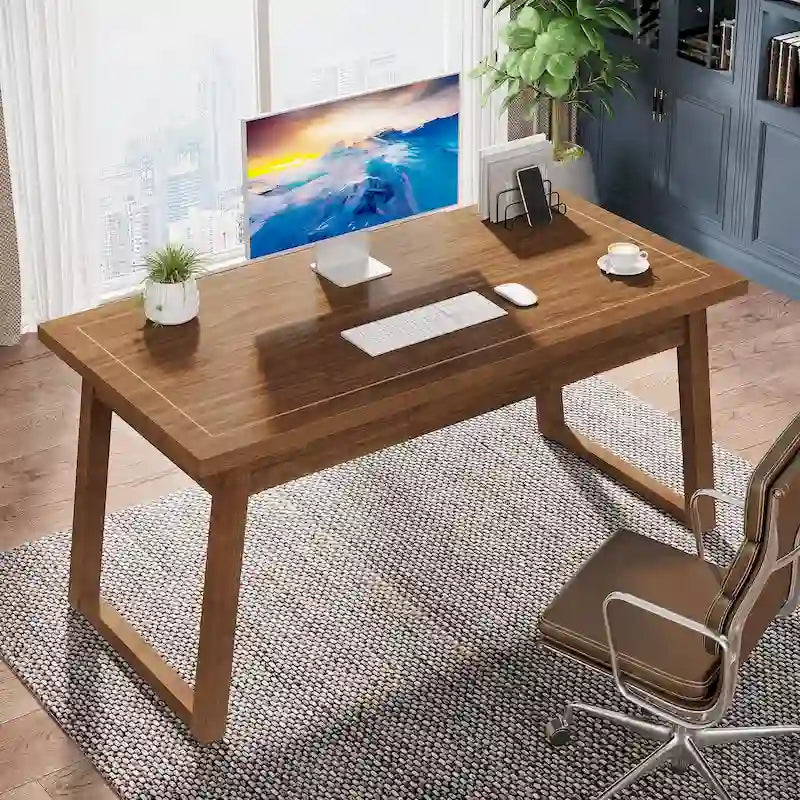 Bureau de direction pour bureau à domicile, bureau d'ordinateur en bois massif avec tiroir