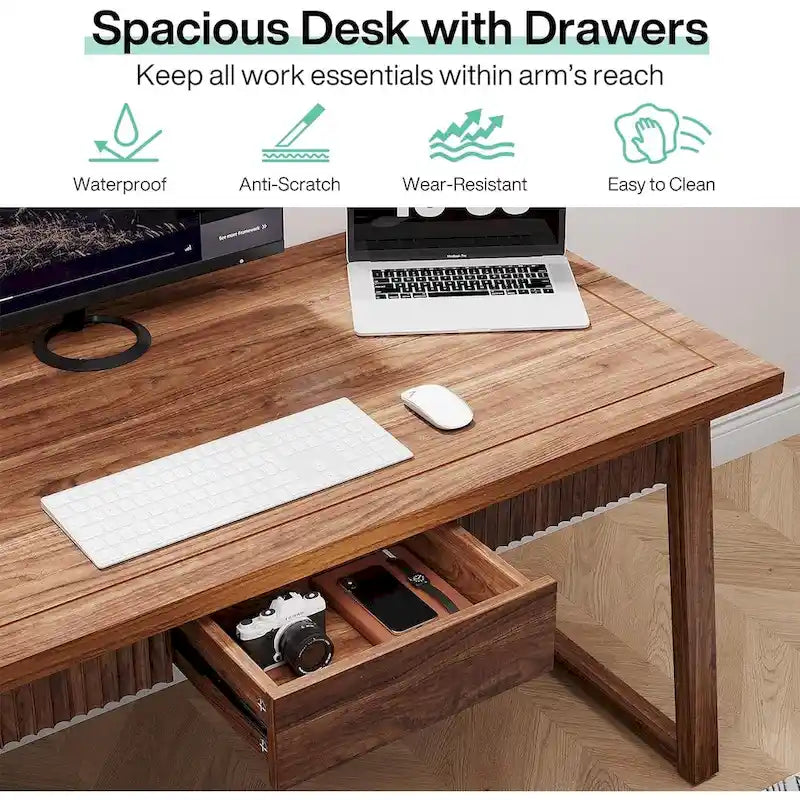 Bureau de direction pour bureau à domicile, bureau d'ordinateur en bois massif avec tiroir