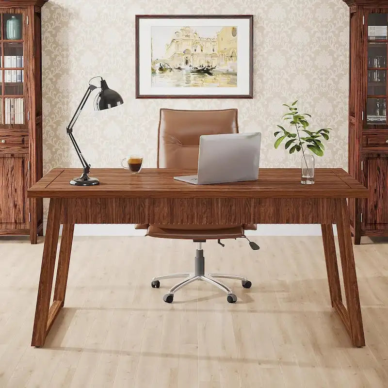 Bureau de direction pour bureau à domicile, bureau d'ordinateur en bois massif avec tiroir