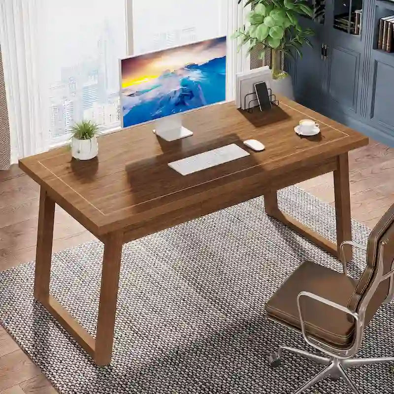 Bureau de direction pour bureau à domicile, bureau d'ordinateur en bois massif avec tiroir