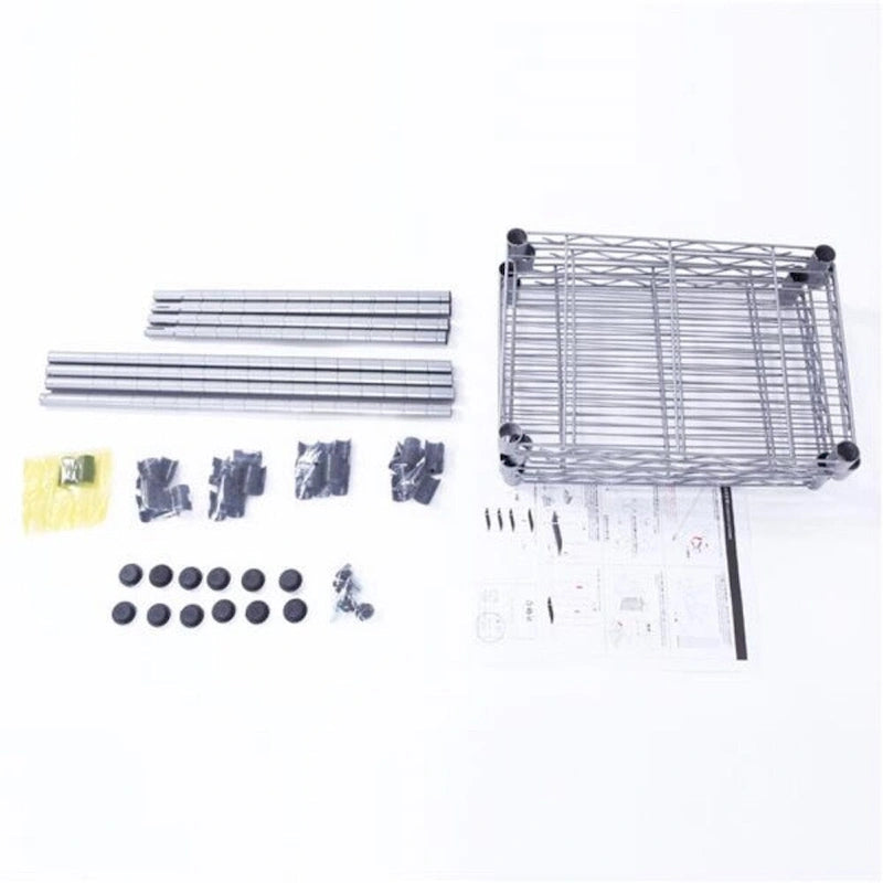 4-Shelf Carbon Steel Storage Rack - Silver Grey (13.77 x 9.84 x 31.5 in)