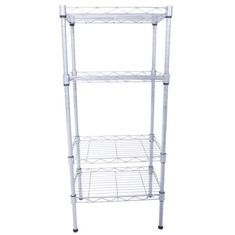 4-Shelf Carbon Steel Storage Rack - Silver Grey (13.77 x 9.84 x 31.5 in)