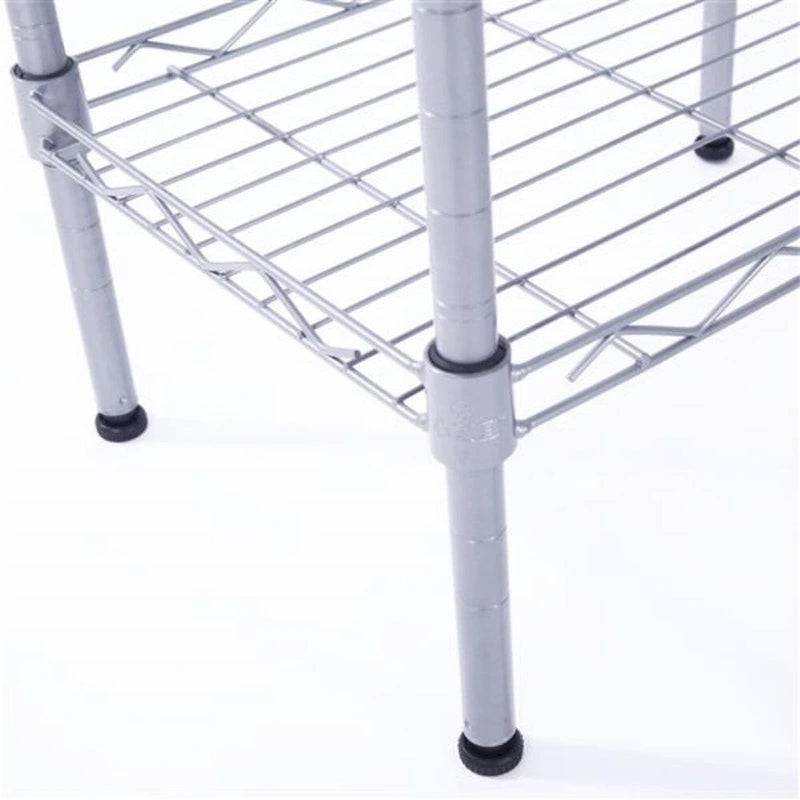 4-Shelf Carbon Steel Storage Rack - Silver Grey (13.77 x 9.84 x 31.5 in)