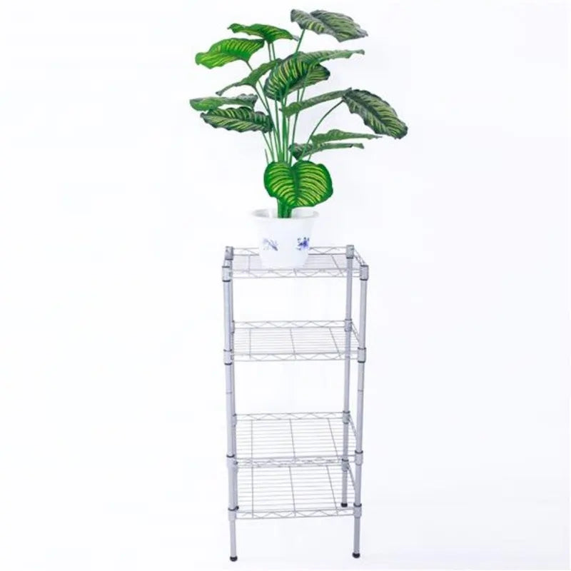 4-Shelf Carbon Steel Storage Rack - Silver Grey (13.77 x 9.84 x 31.5 in)