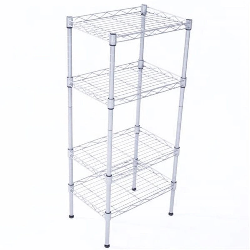 4-Shelf Carbon Steel Storage Rack - Silver Grey (13.77 x 9.84 x 31.5 in)