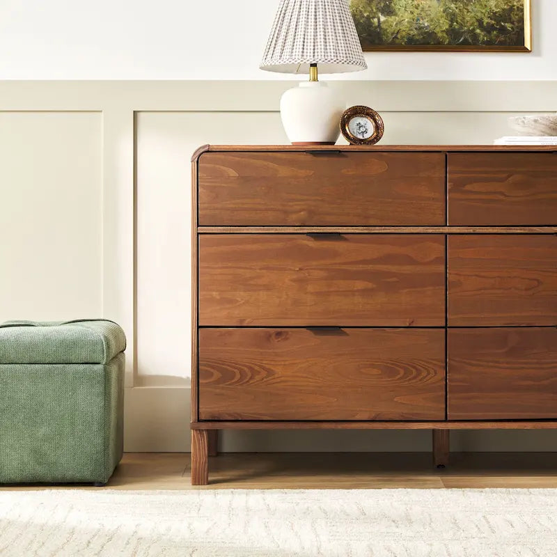 Commode incurvée en bois massif à 6 tiroirs