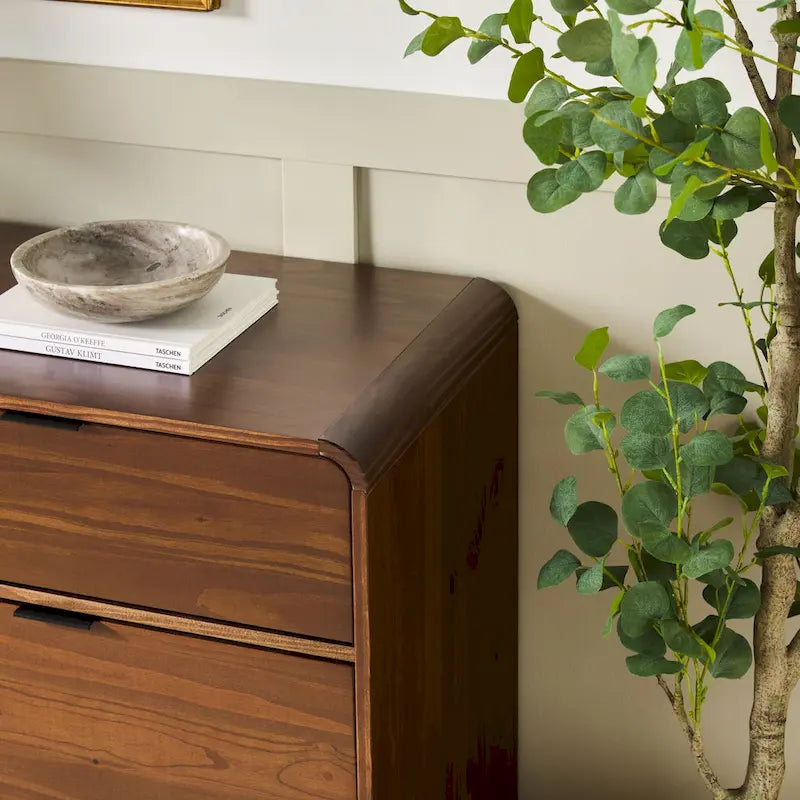 Commode incurvée en bois massif à 6 tiroirs