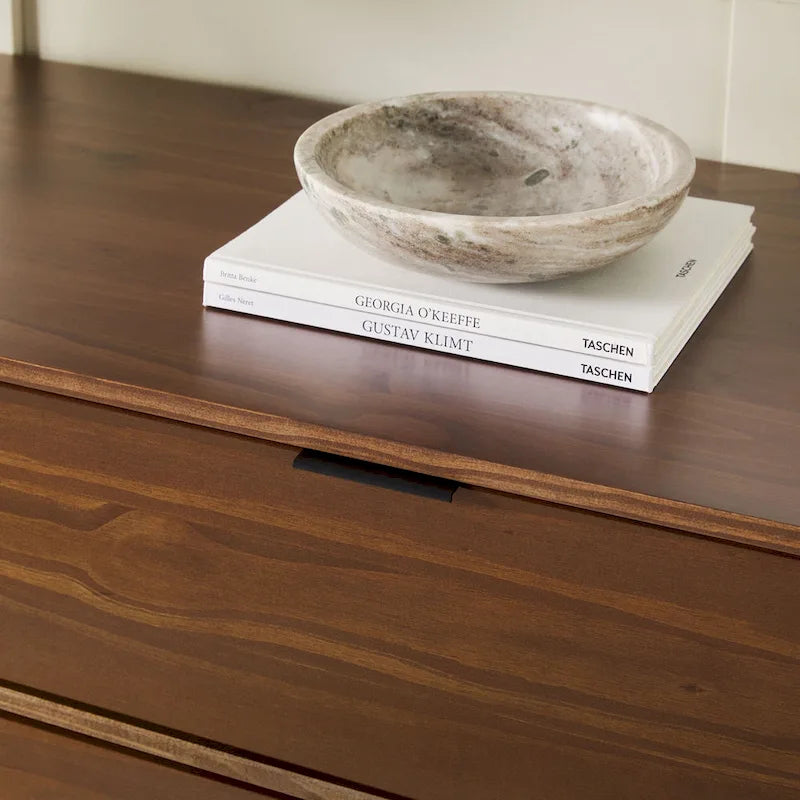 Commode incurvée en bois massif à 6 tiroirs