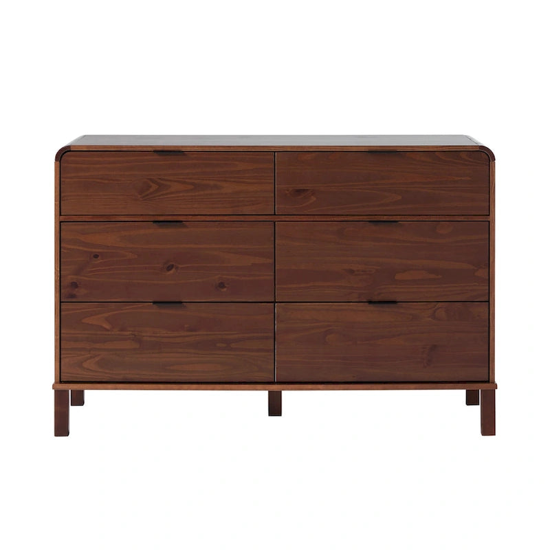 Commode incurvée en bois massif à 6 tiroirs