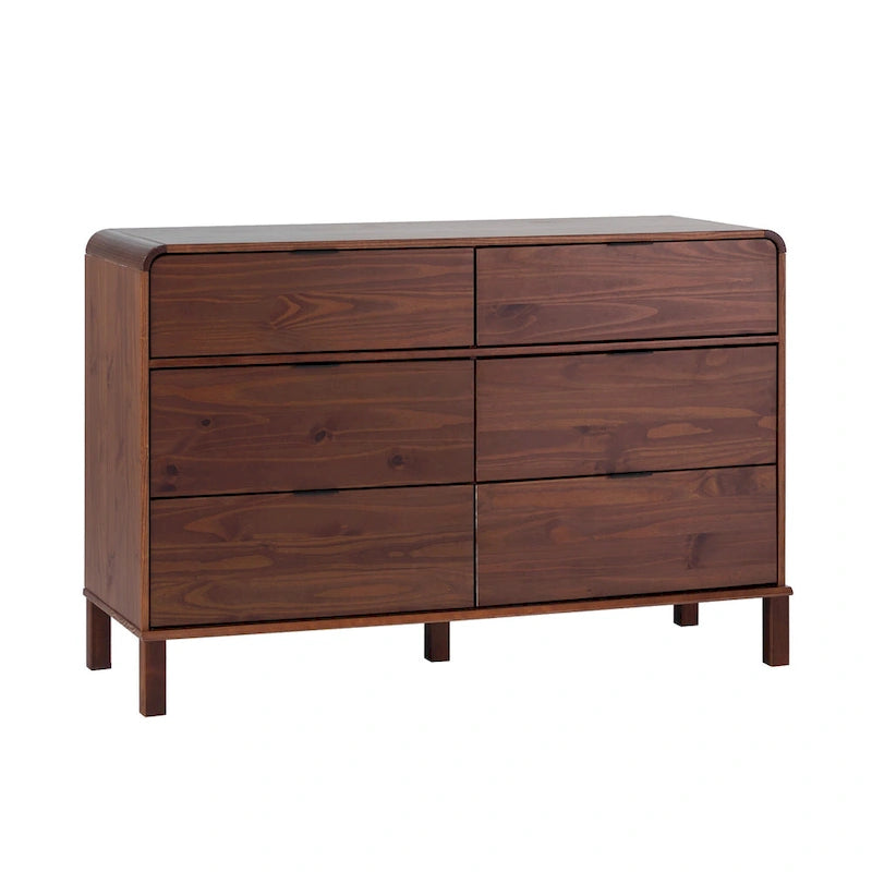 Commode incurvée en bois massif à 6 tiroirs