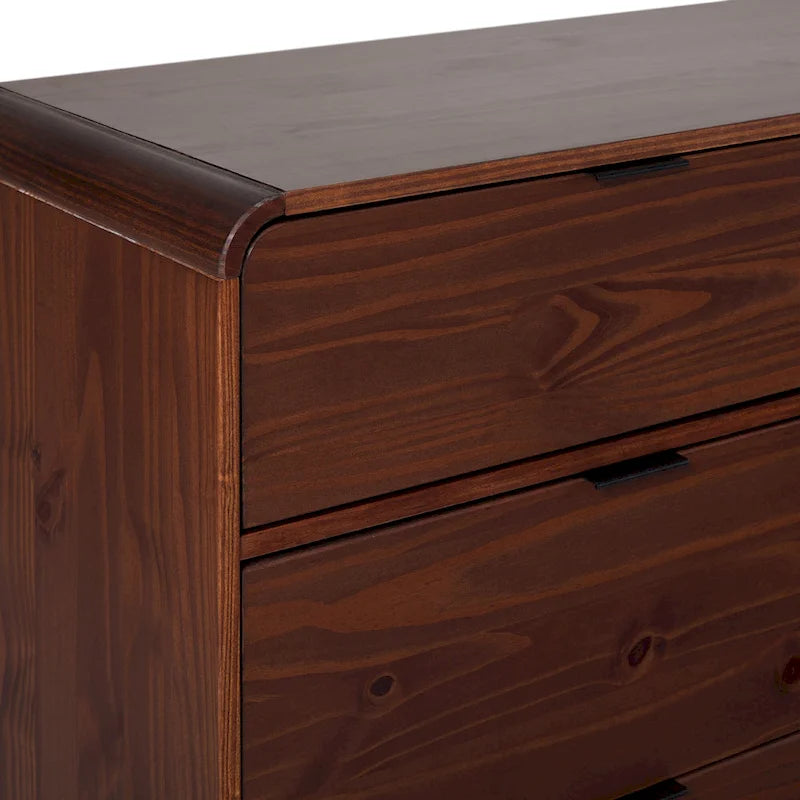 Commode incurvée en bois massif à 6 tiroirs