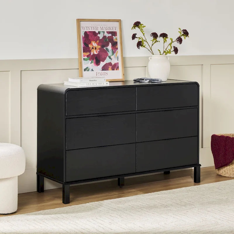 Commode incurvée en bois massif à 6 tiroirs