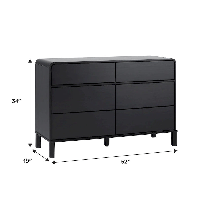 Commode incurvée en bois massif à 6 tiroirs