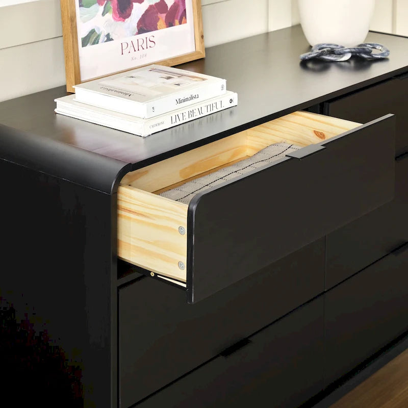 Commode incurvée en bois massif à 6 tiroirs