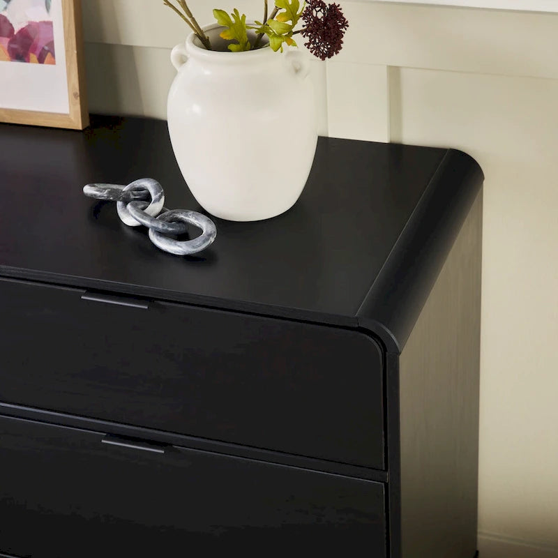 Commode incurvée en bois massif à 6 tiroirs