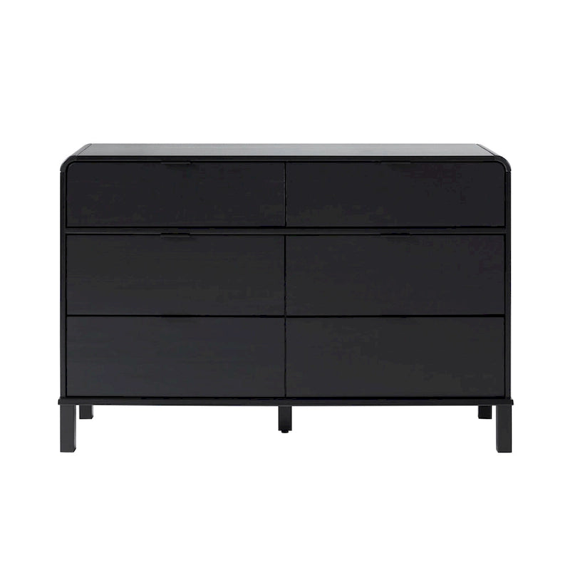 Commode incurvée en bois massif à 6 tiroirs