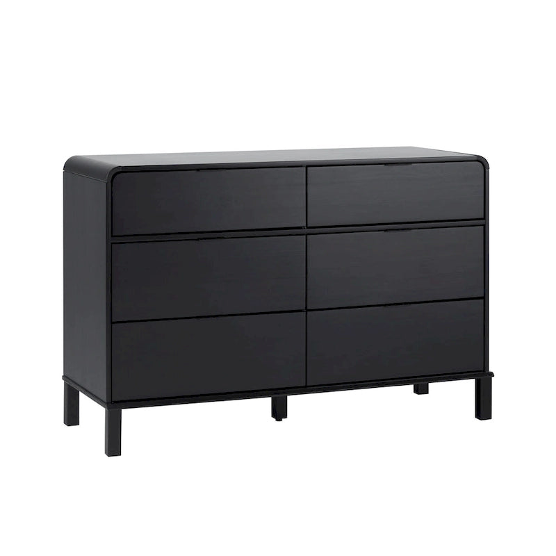 Commode incurvée en bois massif à 6 tiroirs