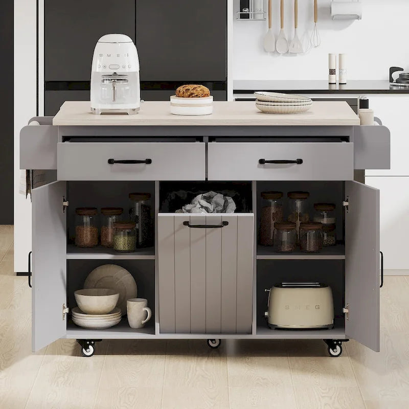 Îlot de cuisine avec meuble de rangement pour poubelle