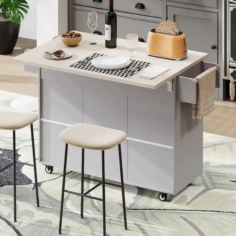 Îlot de cuisine avec meuble de rangement pour poubelle
