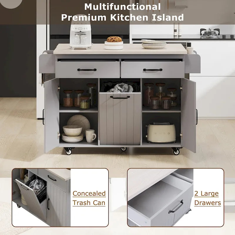 Îlot de cuisine avec meuble de rangement pour poubelle