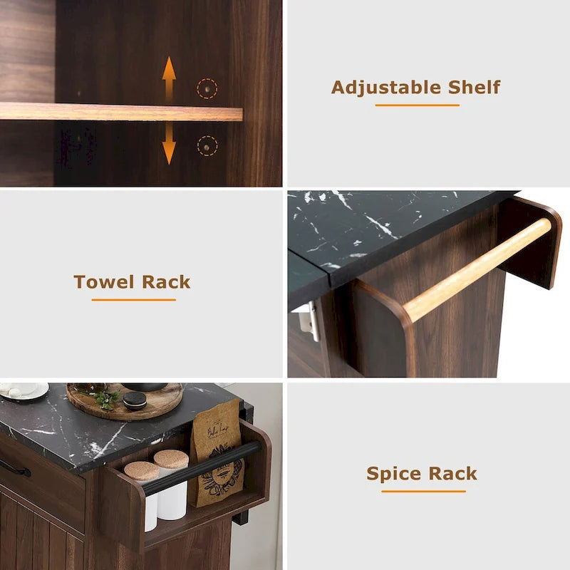 Îlot de cuisine avec meuble de rangement pour poubelle