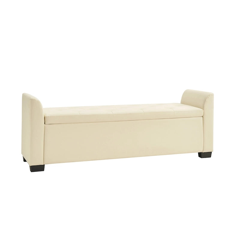 57.75" Wide Tufted Storage Bench with Flared Arms