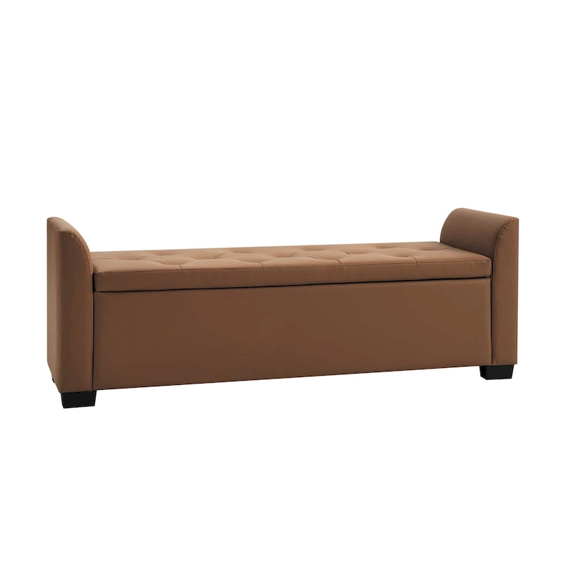 57.75" Wide Tufted Storage Bench with Flared Arms
