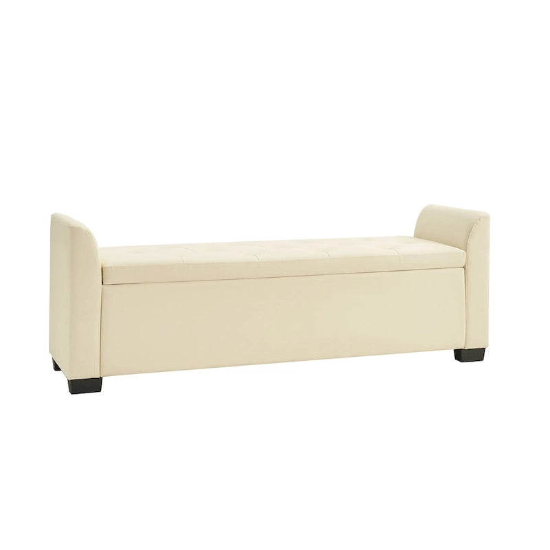 57.75" Wide Tufted Storage Bench with Flared Arms