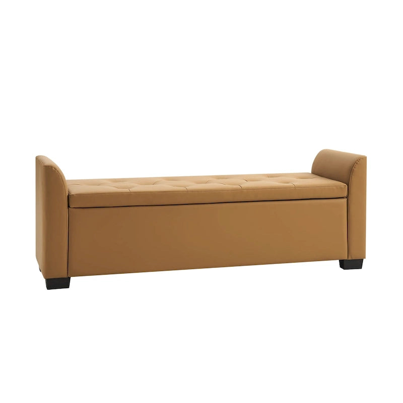 57.75" Wide Tufted Storage Bench with Flared Arms