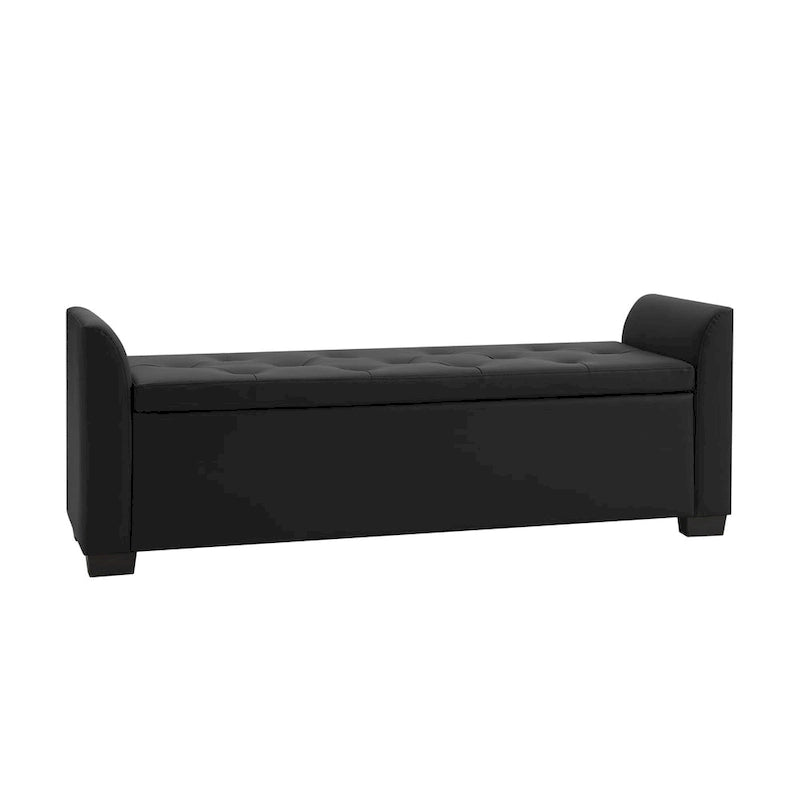 57.75" Wide Tufted Storage Bench with Flared Arms