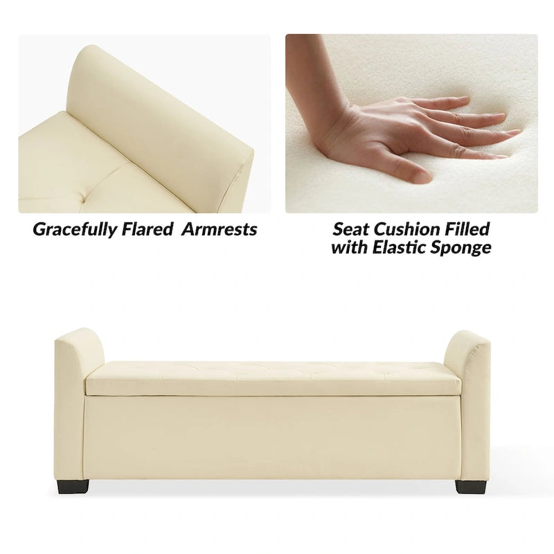 57.75" Wide Tufted Storage Bench with Flared Arms