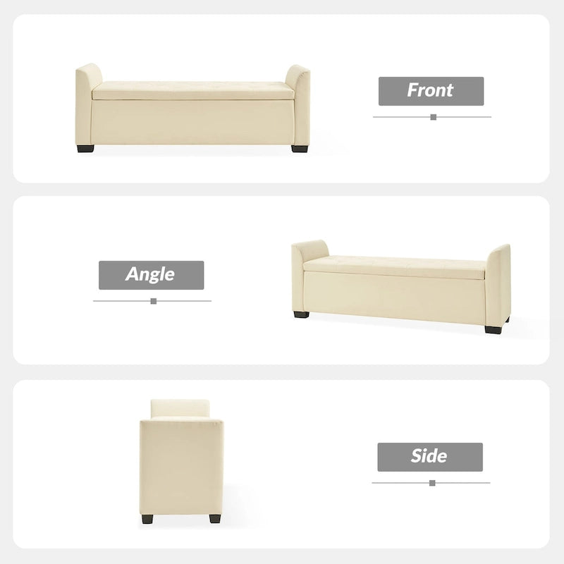 57.75" Wide Tufted Storage Bench with Flared Arms