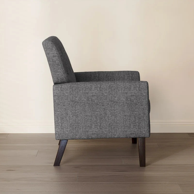 Mid-Century Modern Upholstered Linen Button Tufted Accent Chair