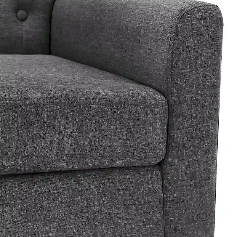 Mid-Century Modern Upholstered Linen Button Tufted Accent Chair