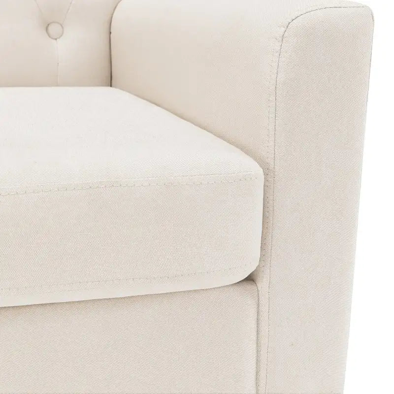 Mid-Century Modern Upholstered Linen Button Tufted Accent Chair