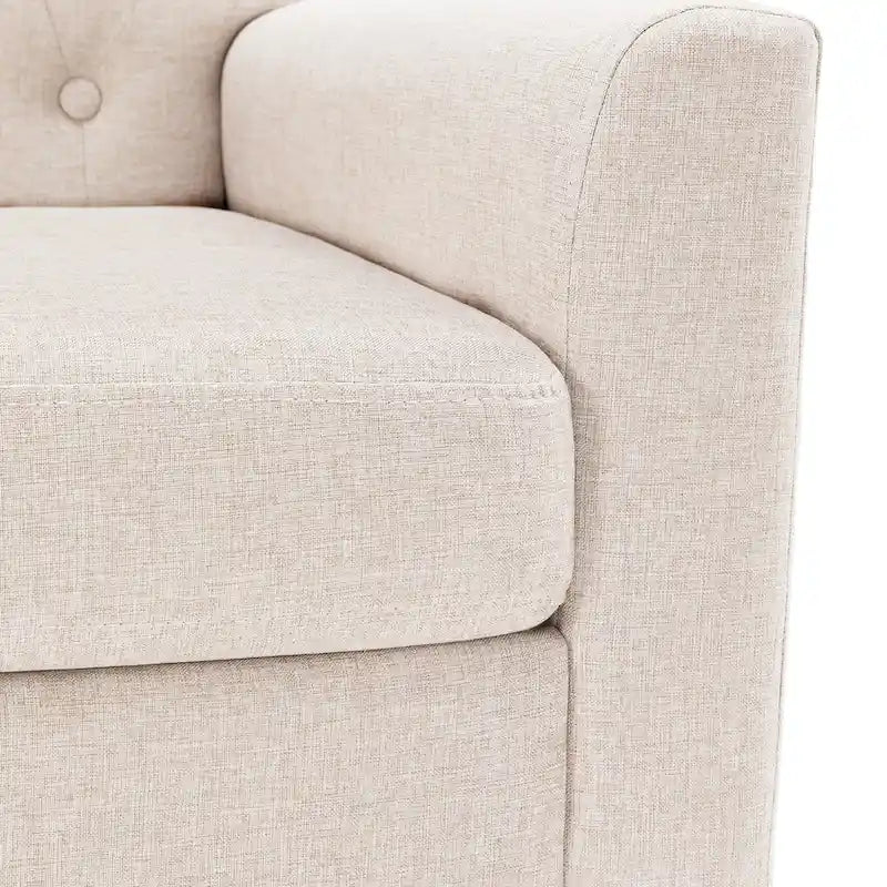Mid-Century Modern Upholstered Linen Button Tufted Accent Chair