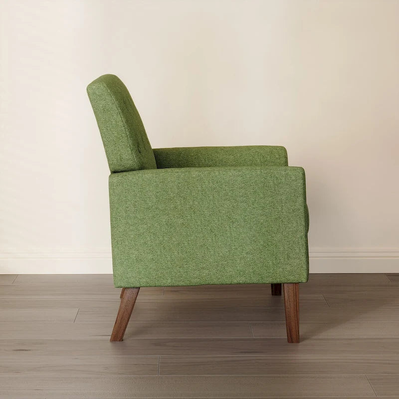 Mid-Century Modern Upholstered Linen Button Tufted Accent Chair