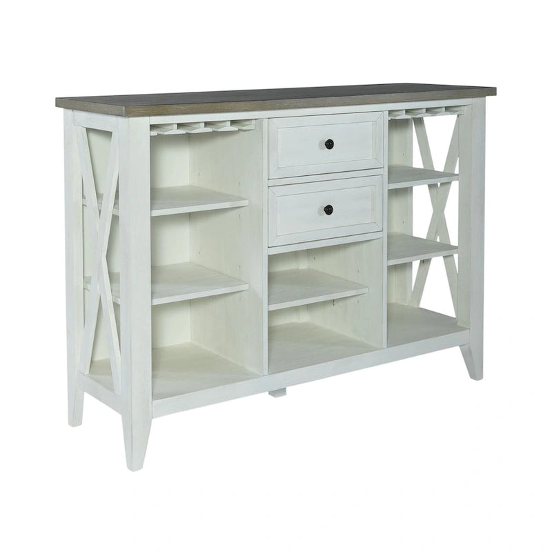 White Server with Stemware Storage