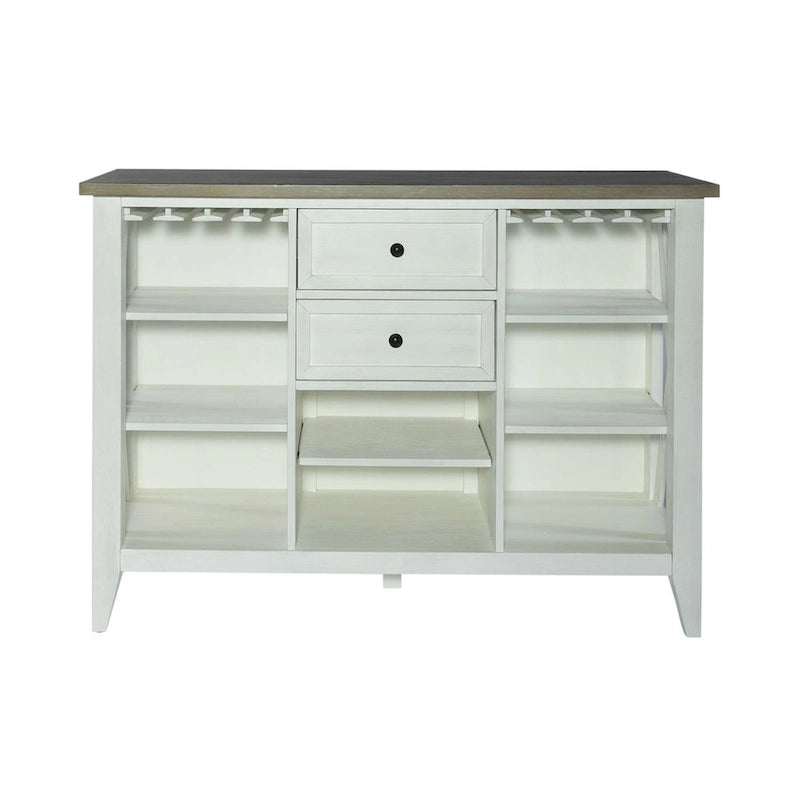 White Server with Stemware Storage