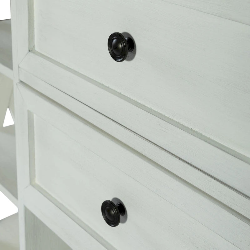 White Server with Stemware Storage