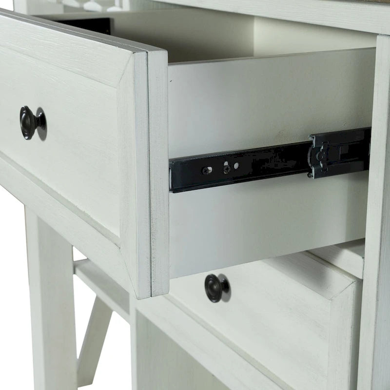 White Server with Stemware Storage