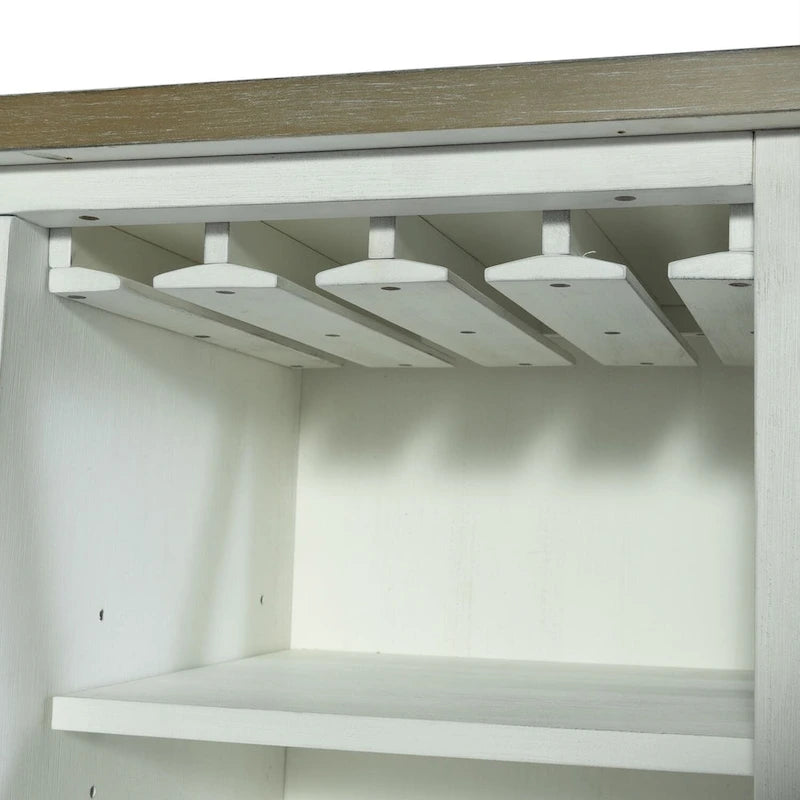 White Server with Stemware Storage