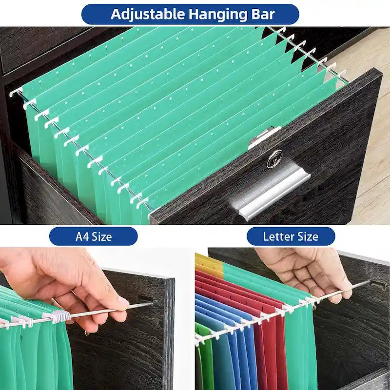 3 Drawers Mobile Filing Cabinet, Wood Lateral File Cabinet for Home Office